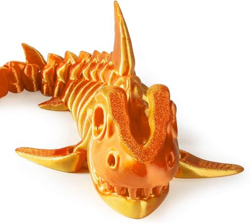 Игрушка антистресс 3D-печатная Акула с подвижным скелетом - декоративная фигурка из PLA, 12 см Оранжевая (1890366)