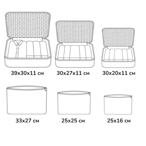 Набір дорожніх сумок-органайзерів Laundry Pouch 6 шт 39 х 30 х 11 см (J01418) Блакитний (1891845)