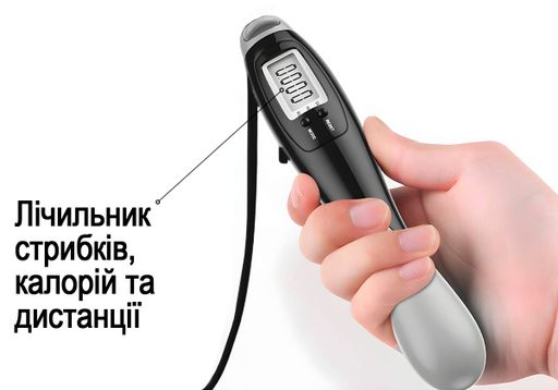 Скоростная скакалка со счетчиком EasyFit черный-серый (EF-1916-GY) (1898059)