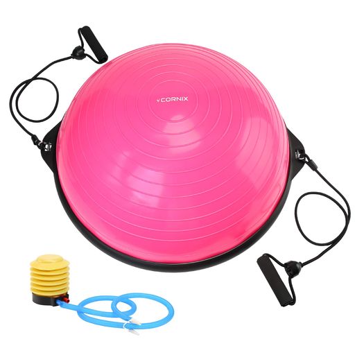Балансувальна платформа (півсфера) Cornix Bosu Ball 58 см з еспандерами Pink XR-0456 (1899061)