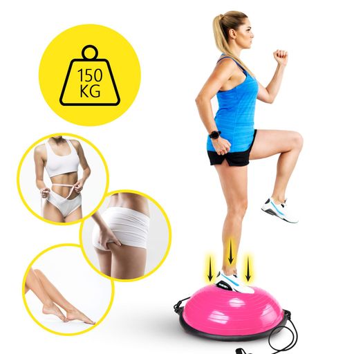 Балансувальна платформа (півсфера) Cornix Bosu Ball 58 см з еспандерами Pink XR-0456 (1899061)