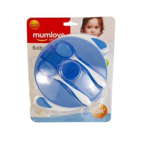 Mumlove Тарілка на присосці з ложкою та виделкою (СИНЯ) (286757) (1901499)
