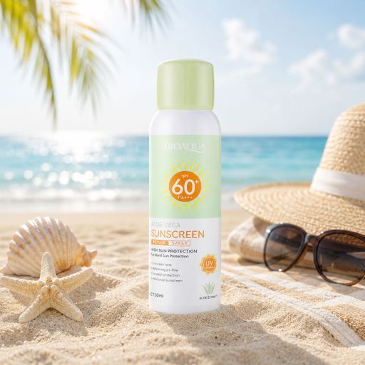 Солнцезащитный спрей для лица и тела Bioaqua Aloe Vera Sunscreen Repair Spray SPF 60+ PA+++ с экстрактом алоэ вера, 150 мл