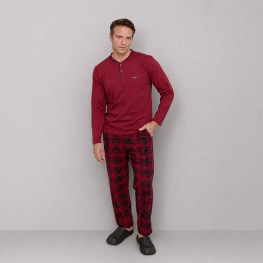 Пижама (кофта+штаны) мужская хлопковая Трикотаж XL бордо Клетка Cameron PIJAMONI PJ6300-2 (1906572)