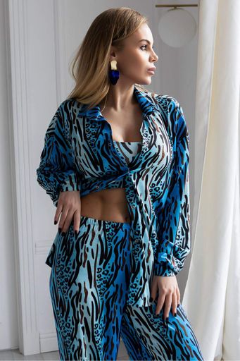 Комплект Loungewear рубашка и брюки Blue Tiger TOTALFIT синий RY1+ED1-P139 M (1906591)