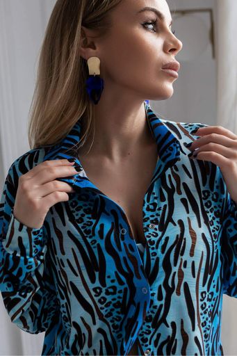 Комплект Loungewear рубашка и брюки Blue Tiger TOTALFIT синий RY1+ED1-P139 S (1906594)