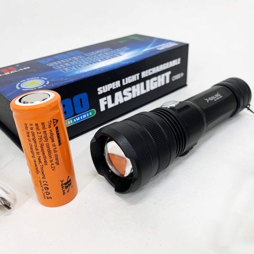 Ручний акумуляторний світлодіодний ліхтар Police X-Balog BL-1827-P90 переносний з USB заряджанням оптичним зумом і металевим корпусом + ремінець на руку (1908145)