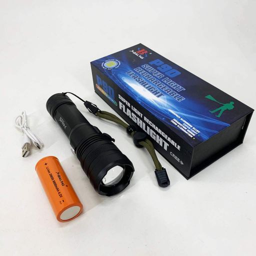 Ручний акумуляторний світлодіодний ліхтар Police X-Balog BL-1827-P90 переносний з USB заряджанням оптичним зумом і металевим корпусом + ремінець на руку (1908145)