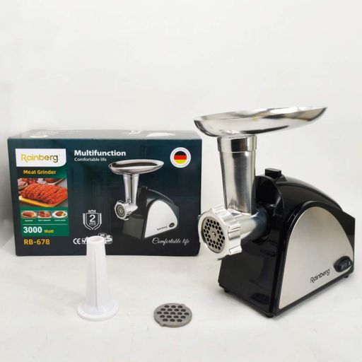 Электрическая мясорубка Rainberg RB-678 3000Вт с насадкой для колбас шнековая электромясорубка (1908897)