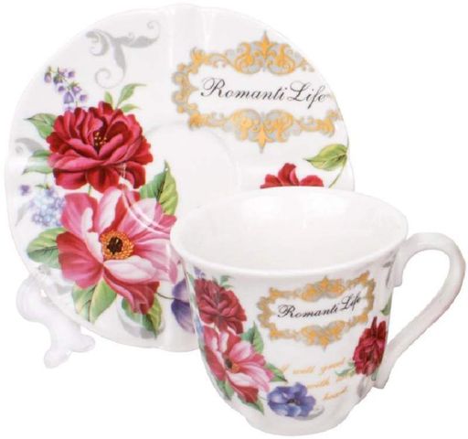 Кавова чашка Romantic Life 90мл із блюдцем у подарунковій коробці (1919783)