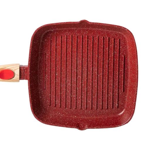 Алюминиевая сковорода-гриль 24 см со стеклянной крышкой Square Red MGC HP-4-461R (1921868)