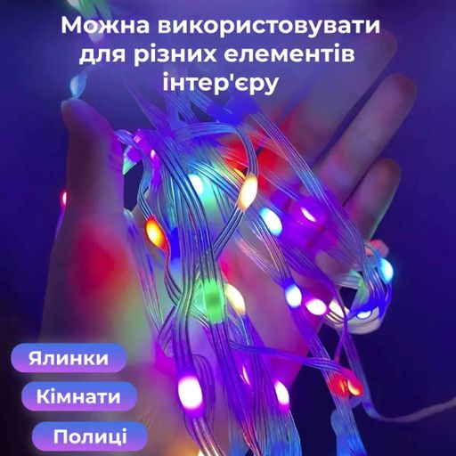 Умная гирлянда Smart 250 LED длина 2,5 м с управлением смартфона прозрачная, мультиколор 1733044W (1924331)