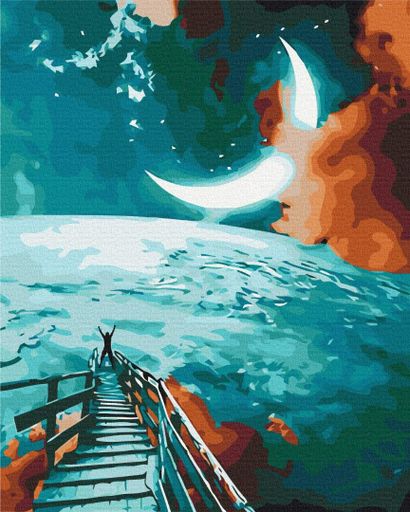 Картина по номерам "Дорога на Луну" 48x60 см на холсте акриловые краски набор для творчества антистресс (1925331)
