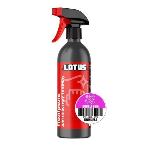 LOTUS Полироль для пластика глянцевая Bubble Gum 500 мл для салона авто с УФ-защитой и антистатиком (1928573)