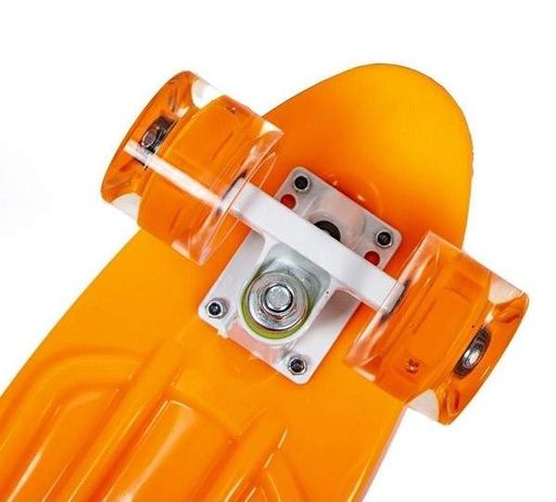 Скейт Пенни Борд со светящимися колёсами. Penny Board Maraton с декой 55 см. Оранжевый (1936341)