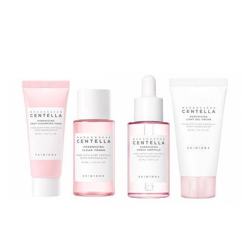 Уцінка! Набір для обличчя Skin1004 Madagascar Centella Poremizing Travel Kit (пінка, 20 мл + тонер, 30 мл + сироватка, 30 мл + гель-крем, 30 мл)