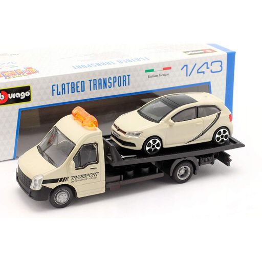 Игровой набор Bburago металл 1:43 серый Автоперевозчик с VW Polo GTI Mark 5 (699789) (1952890)