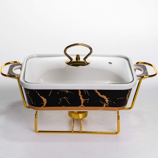 Мармитница фарфоровая для вторых блюд Black Marble 1 л Minglu Kitchen ML438-11 (1958024)
