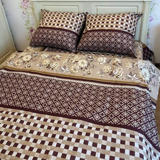 Постільна білизна полуторна бежево-коричнева Абстракція Полікотон Ananasko 2623 (1964553)
