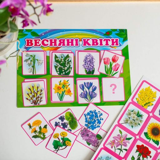 Дидактическая настольная игра "Весенние цветы" 15211017, 2 поля для игры (1974341)