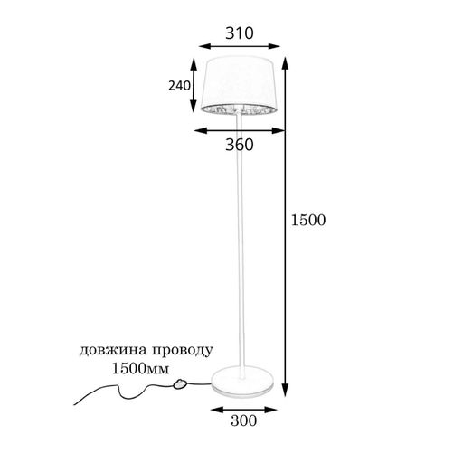 Торшер MSK Electric Palermo Е27 NL 3621 GD+BK 1500 мм Чорний (620288) (1981307)
