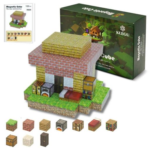 Магнитный конструктор Minecraft Magnetic Cube хижина из кирпича 122 кубиков (1981308)