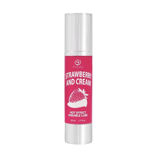 Лубрикант Secret play Strawberry & Cream Hot Effect Kissable Lube с согревающим эффектом, клубника и сливки, 50 мл