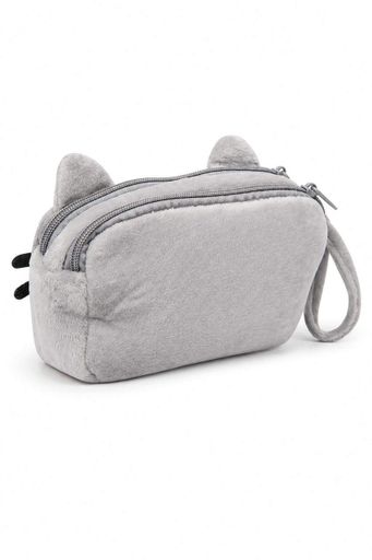 Плюшевый пенал косметичка Pusheen LITZY ⬩ котик, 2 отделения, 180×120 мм ⬩ серый (1992553)