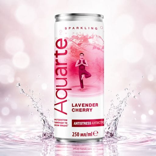 Газована вода Aquarte Sparkling Antistress з екстрактом лаванди та смаком вишні, 250 мл