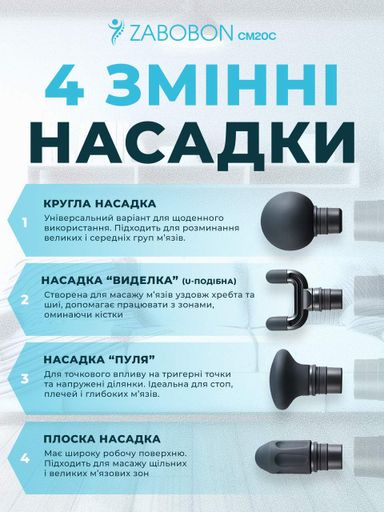 Портативный перкуссионный массажер для тела Zabobon CM20C (2000962)
