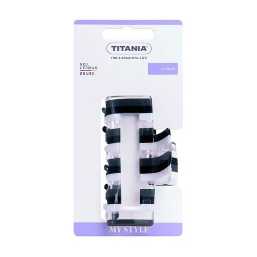 Заколка-краб для волосся Titania чорна, 9.5 см, 1 шт (8258)