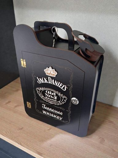 Мини Бар Канистра для Бутылок с Отсеком для Чарок и Бутылки | 33×24×11 см | Темная Модель No1 (2006269)