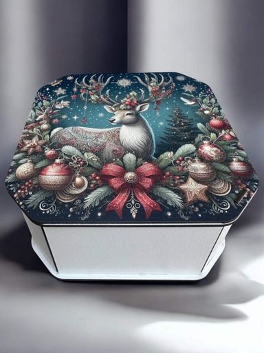 Новорічна коробка Подарункова коробка квадратна (ХДФ) 19x19x10 см. №6 (2006366)