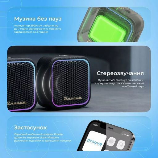 Портативная акустика Proove Funk 15W черная (65237)