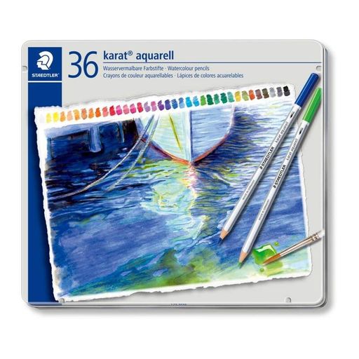 Набір акварельних олівців STAEDTLER karat aquarell, 36 кольорів у металевому пеналі (ST.125 M36) (2008729)