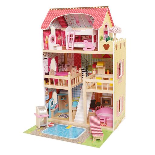 Деревянный кукольный домик SummerVilla с мебелью и бассейном (2008785)