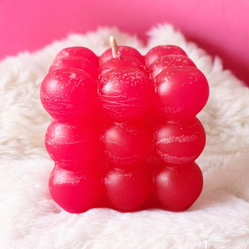 Свеча куб ароматическая парафиновая арома свечка bubble куб ручной работы декоративная свеча ароматизированная  из парафина цвет рубиновый малиновый аромат роза (2011545)