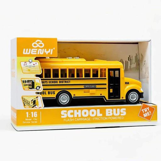 Музыкальная машинка Wenyi Школьный автобус Wy950A — инерционный автобус со светом, звуком и дверями, 27 см (2012153)
