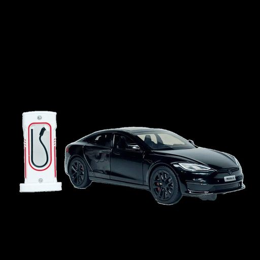 Машинка Автопром "Tesla Модель S с зарядной станцией" черная, 1:24 (18 см) AP7713-4 (2012189)