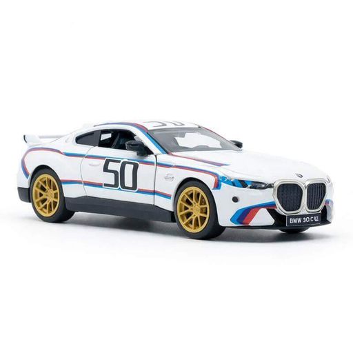Машинка Автопром BMW 3.0 CSL 1:32 — металлическая коллекционная модель 13 см, белая со спортивными полосами, арт. 68732A (2012202)
