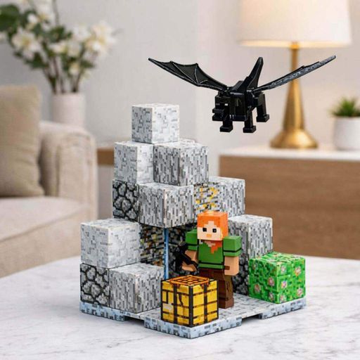 Магнитный конструктор Minecraft Magnet World 43 детали — кубики 2×2 см, фигурки жителя и дракона, арт. T9911 (2012214)