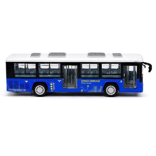 Игрушечный городской автобус инерционный Clm-0771A, 20 см — металлический, синий, со светом и звуком, с открывающимися дверями (2012241)