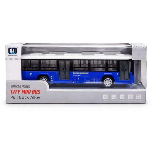 Игрушечный городской автобус инерционный Clm-0771A, 20 см — металлический, синий, со светом и звуком, с открывающимися дверями (2012241)