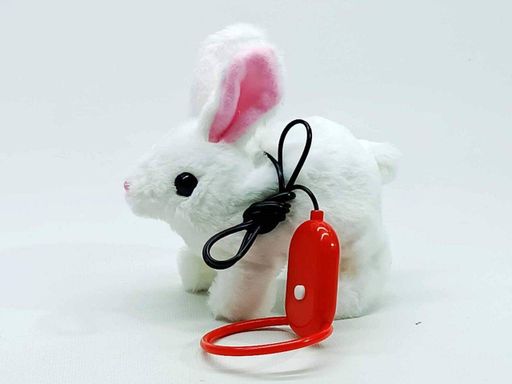 Интерактивная игрушка Yi wu jiayu Кролик "Lovely Pet" белый, в переноске на колесах, поводок 924-3 (2012274)