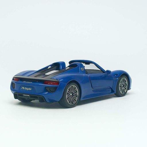 Машинка Автопром Porsche 918 Spyder 1:24 (18 см) синяя — металлическая модель со светом и звуком, арт. 68243A (2012301)