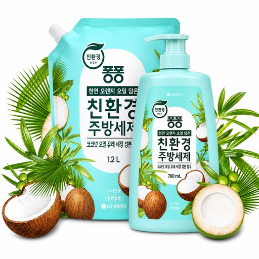 Засіб для миття посуду LG Household & Health Pongpong Eco-Friendly Kitchen Detergent, Coconut Oil, 1.2 л (дойпак)