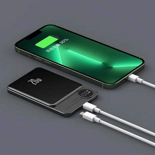 Беспроводной повербанк 5000 мАч, 20Вт, MagSafe, Q9, Чёрный / Магнитный павербанк с беспроводной зарядкой / Power Bank (2012624)