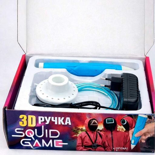 3D ручка принтер от сети + 3 стержня, Голубой / 3д ручка для рисования / Триде ручка детская (2012646)