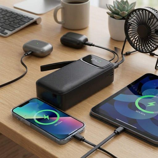 Повербанк 30000 мАч з набором кабелів, TOROUP TB-N14S, Чорний / Павербанк / PowerBank / Портативний зарядний пристрій / УМБ (2012667)