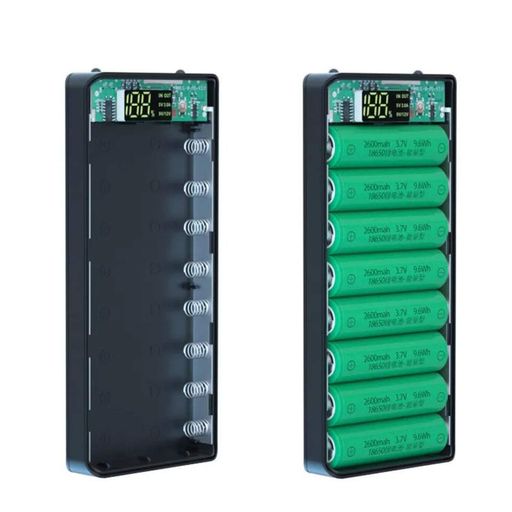 Корпус для повербанка на 8 аккумуляторов с фонариком, M8-PDL8, Черный / Корпус Power Bank / Бокс для павербанка (2012677)
